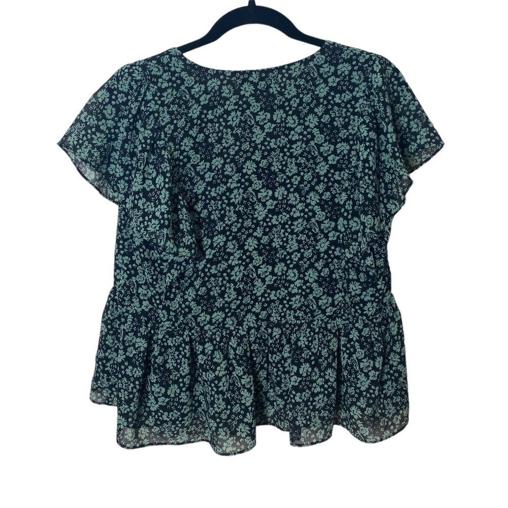 Madewell Black Floral Peplum Wrap Blouse - Picture 5 of 7